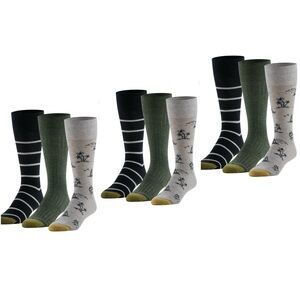 Gold Toe Casual Socks Black and Green Comfortable Durable. Total 9 socks.